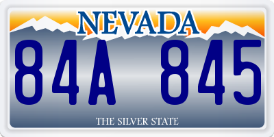 NV license plate 84A845