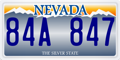 NV license plate 84A847
