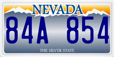 NV license plate 84A854