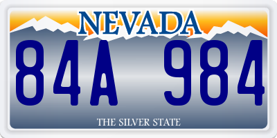 NV license plate 84A984