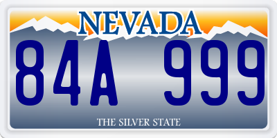 NV license plate 84A999
