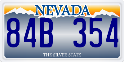 NV license plate 84B354