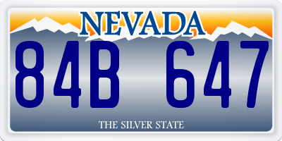 NV license plate 84B647