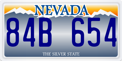 NV license plate 84B654