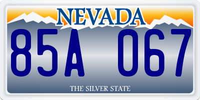 NV license plate 85A067