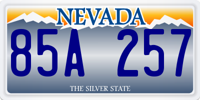 NV license plate 85A257