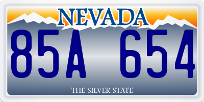 NV license plate 85A654