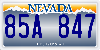 NV license plate 85A847