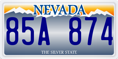 NV license plate 85A874
