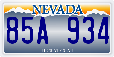 NV license plate 85A934