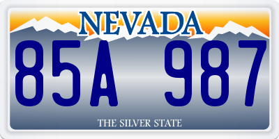NV license plate 85A987