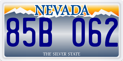 NV license plate 85B062