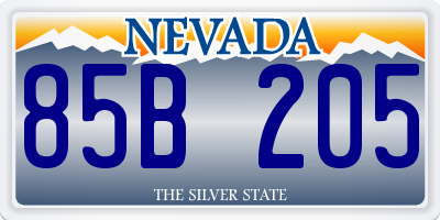 NV license plate 85B205