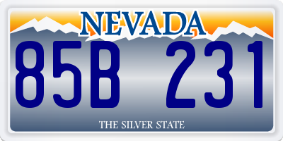 NV license plate 85B231