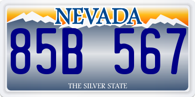 NV license plate 85B567