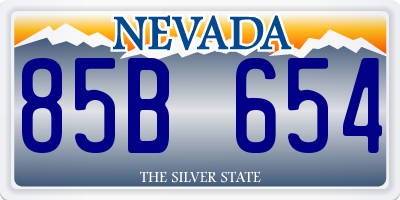 NV license plate 85B654