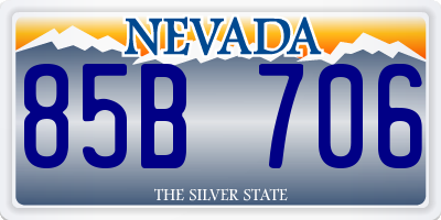 NV license plate 85B706