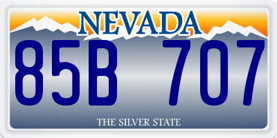 NV license plate 85B707