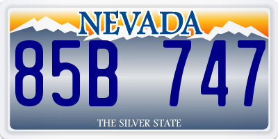NV license plate 85B747