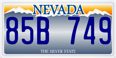 NV license plate 85B749