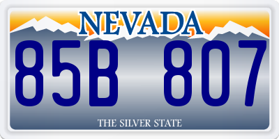 NV license plate 85B807