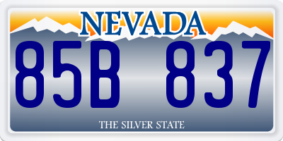 NV license plate 85B837