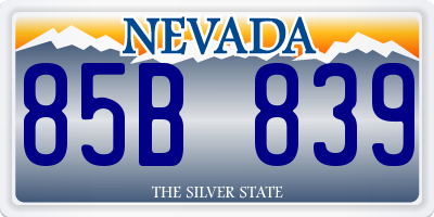 NV license plate 85B839