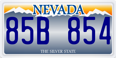 NV license plate 85B854