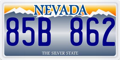 NV license plate 85B862