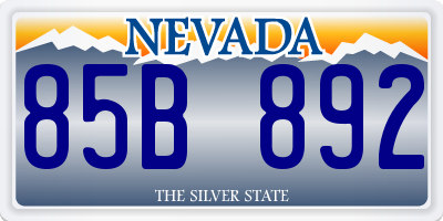 NV license plate 85B892