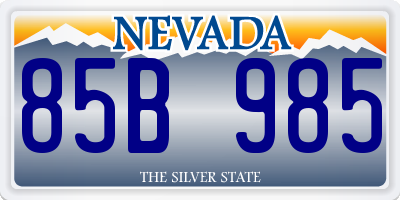 NV license plate 85B985