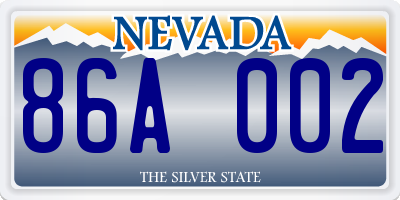 NV license plate 86A002