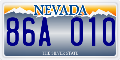 NV license plate 86A010