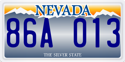 NV license plate 86A013