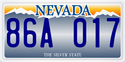 NV license plate 86A017