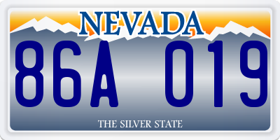 NV license plate 86A019