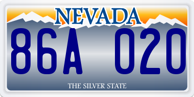 NV license plate 86A020