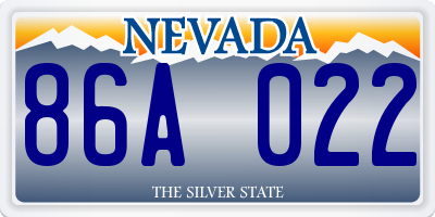 NV license plate 86A022