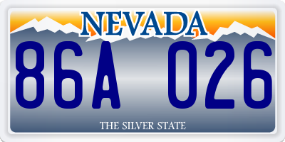 NV license plate 86A026