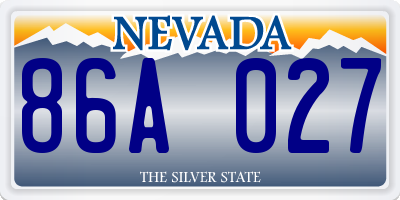 NV license plate 86A027