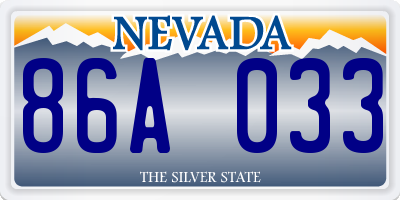 NV license plate 86A033