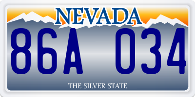 NV license plate 86A034