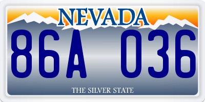 NV license plate 86A036