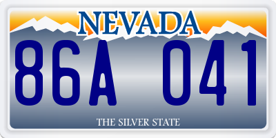 NV license plate 86A041