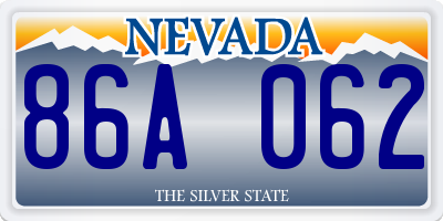 NV license plate 86A062