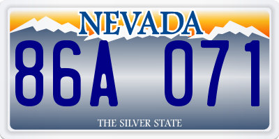 NV license plate 86A071