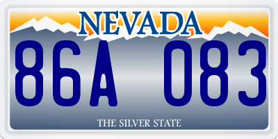 NV license plate 86A083