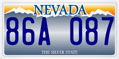 NV license plate 86A087