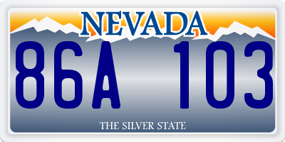 NV license plate 86A103