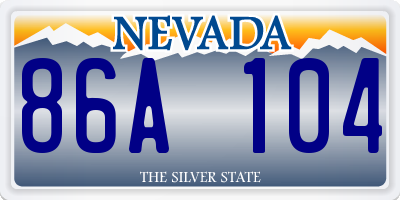 NV license plate 86A104